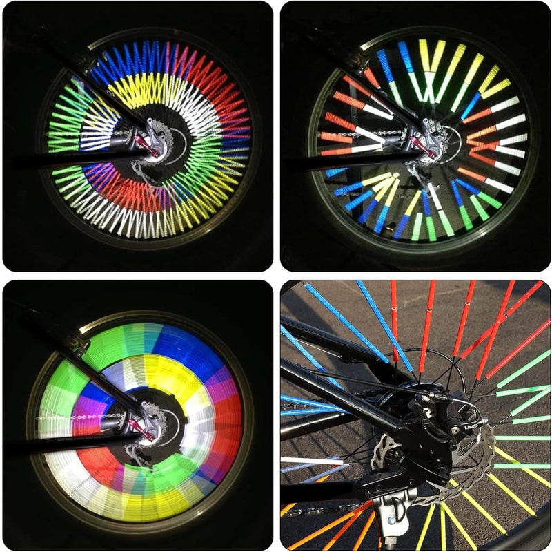 Shudyear 72 Pcs Bicycle Spoke Reflectors, Bike Reflectors for Night Riding 360°Visibility, Suitable for Bikes, Motorcycles, Safety warnings and DIY Decorations - Image 2